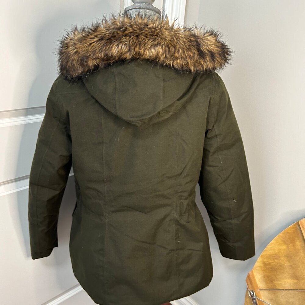 Women's North Face Mirabella Belted Hooded Down Jacket Green Size LG - Picture 5 of 5